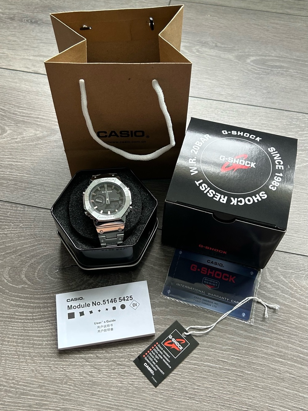 Casio G-Shock GM-2100K Men's Silver and Black Stainless Steel Watch